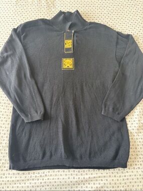 Vintage Mardel collared sweater gold embellishments, navy, cotton, tunic, size L